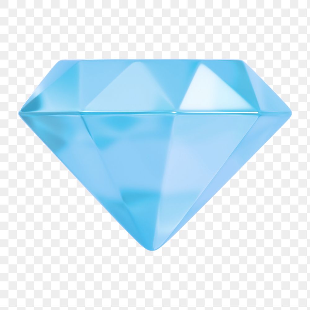 Diamond png icon sticker, 3D rendering, transparent background