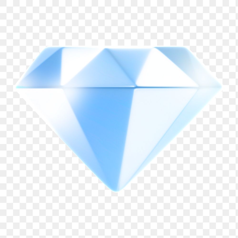 Diamond png icon sticker, 3D rendering, transparent background