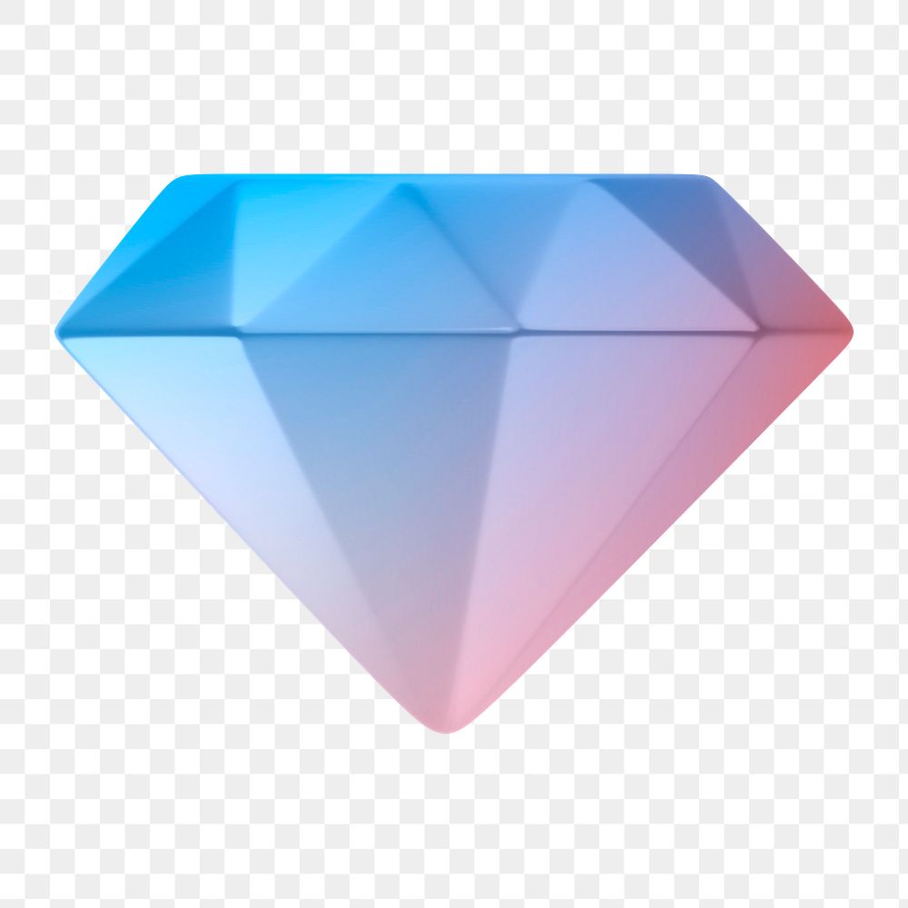 Diamond png icon sticker, 3D rendering, transparent background