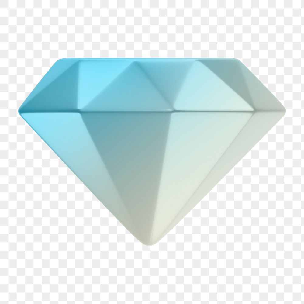 Gradient diamond png icon sticker, 3D rendering, transparent background