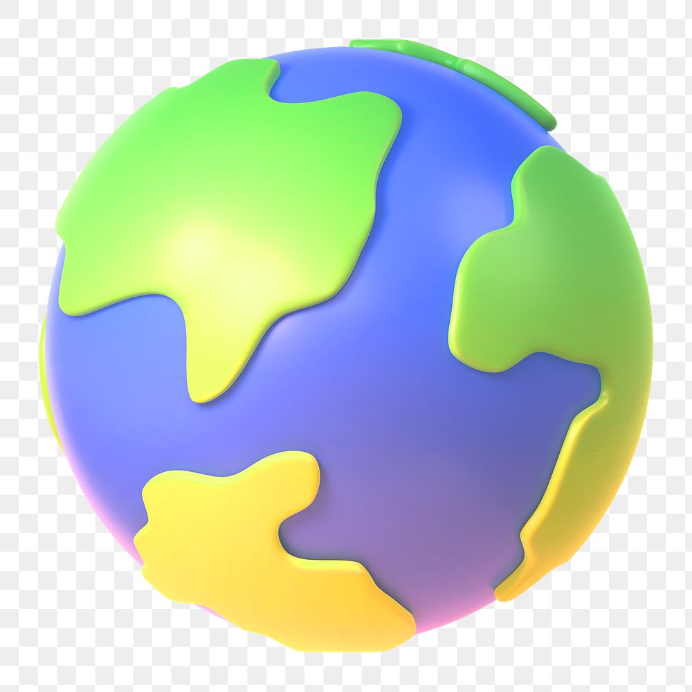 Globe, environment png icon sticker, 3D rendering, transparent background