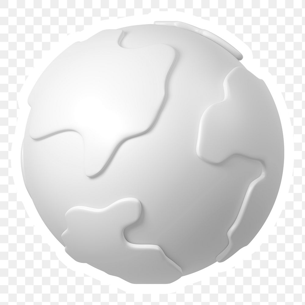 White globe png, environment icon sticker, transparent background