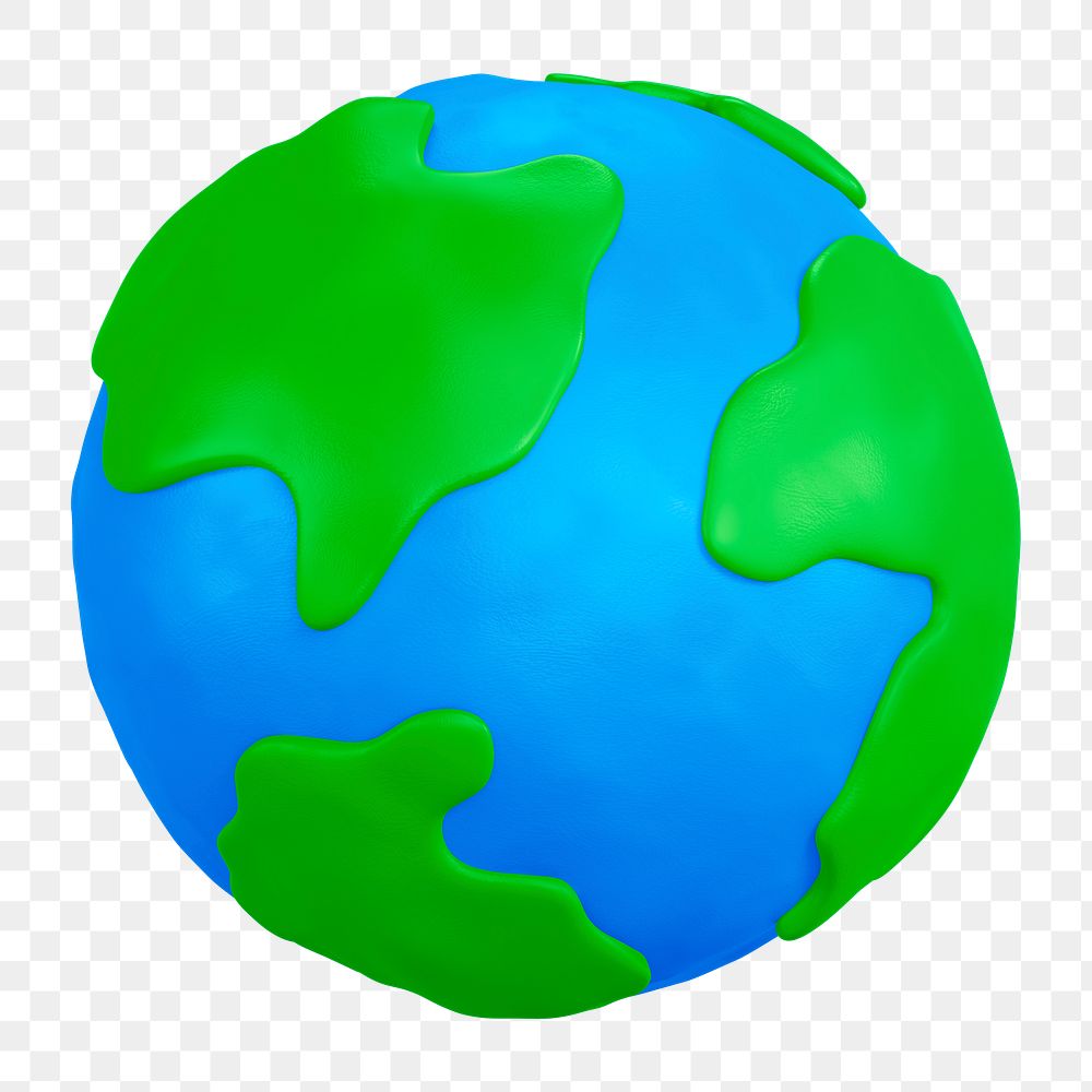 Globe, environment png icon sticker, clay 3D rendering, transparent background