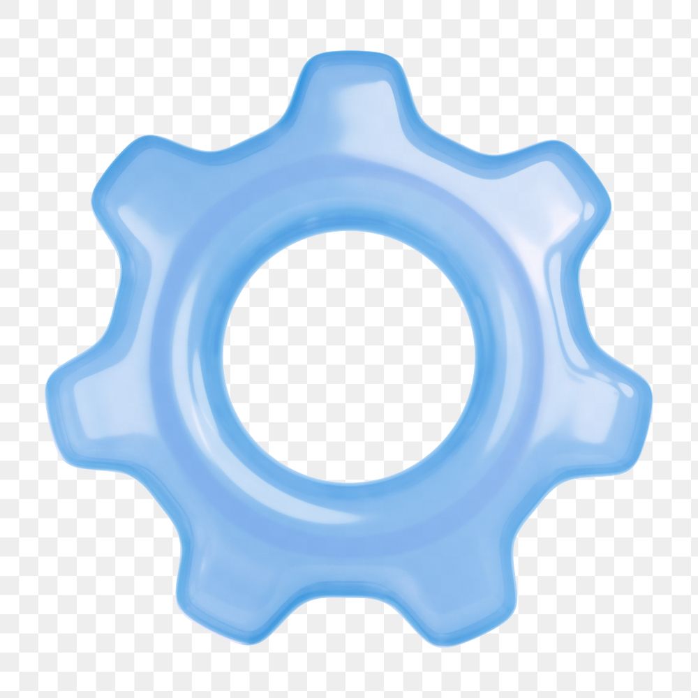 Gear, setting png icon sticker, 3D rendering, transparent background