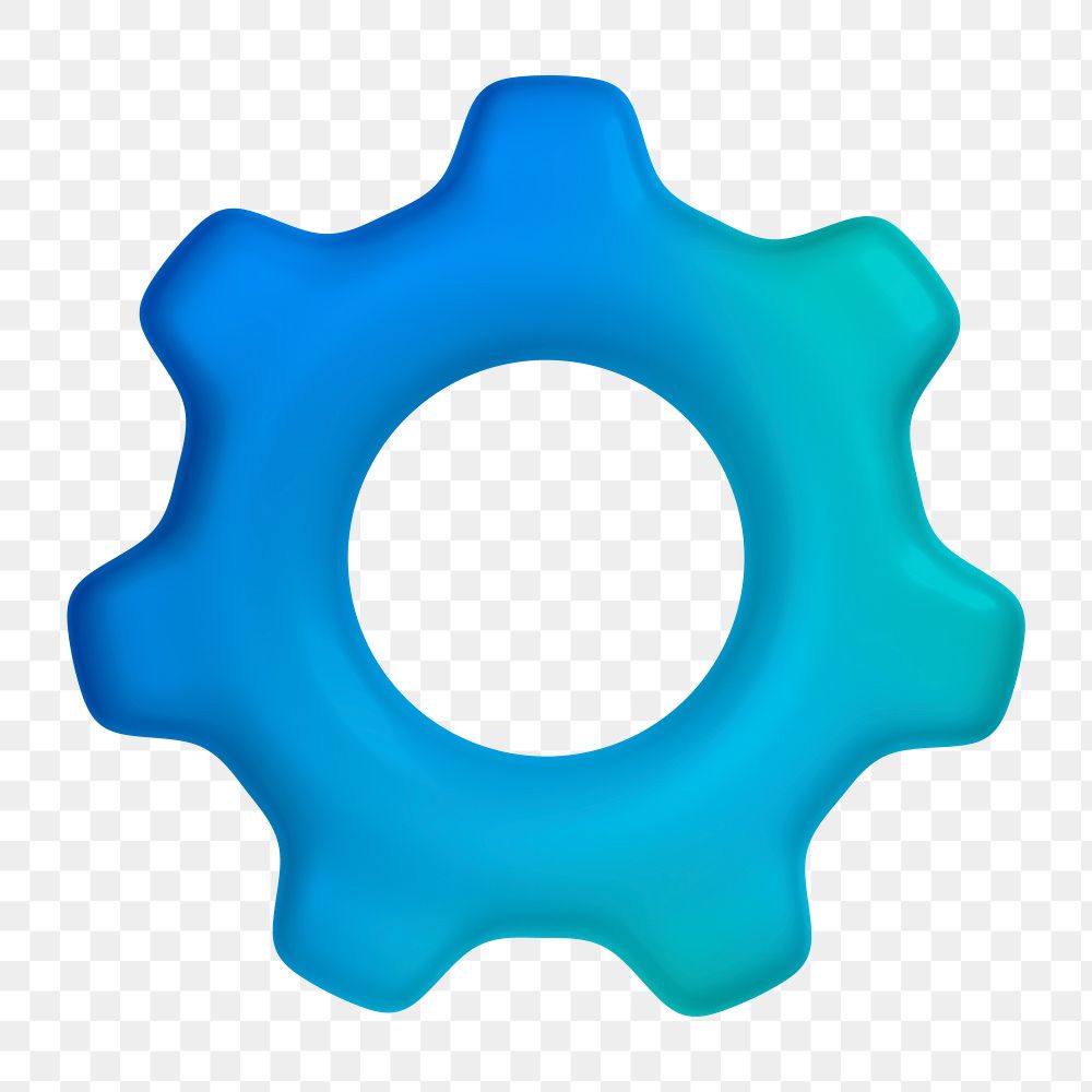 Gear, setting png icon sticker, 3D rendering, transparent background