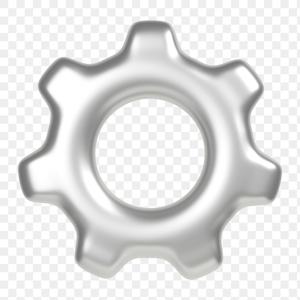 Gear, setting png icon sticker, 3D rendering, transparent background