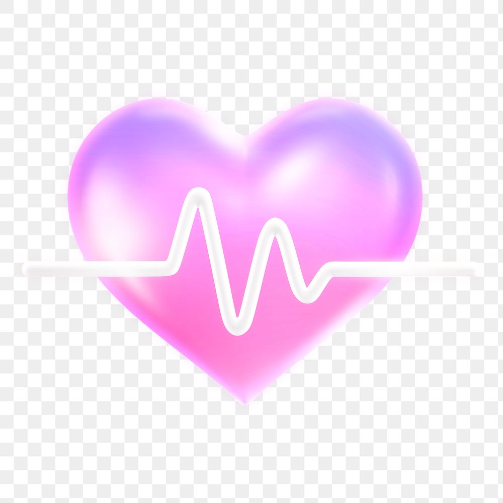 Heart, health png icon sticker, 3D rendering, transparent background