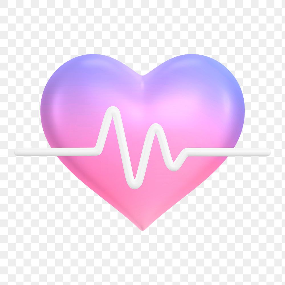 Heart, health png icon sticker, colorful 3D rendering, transparent background