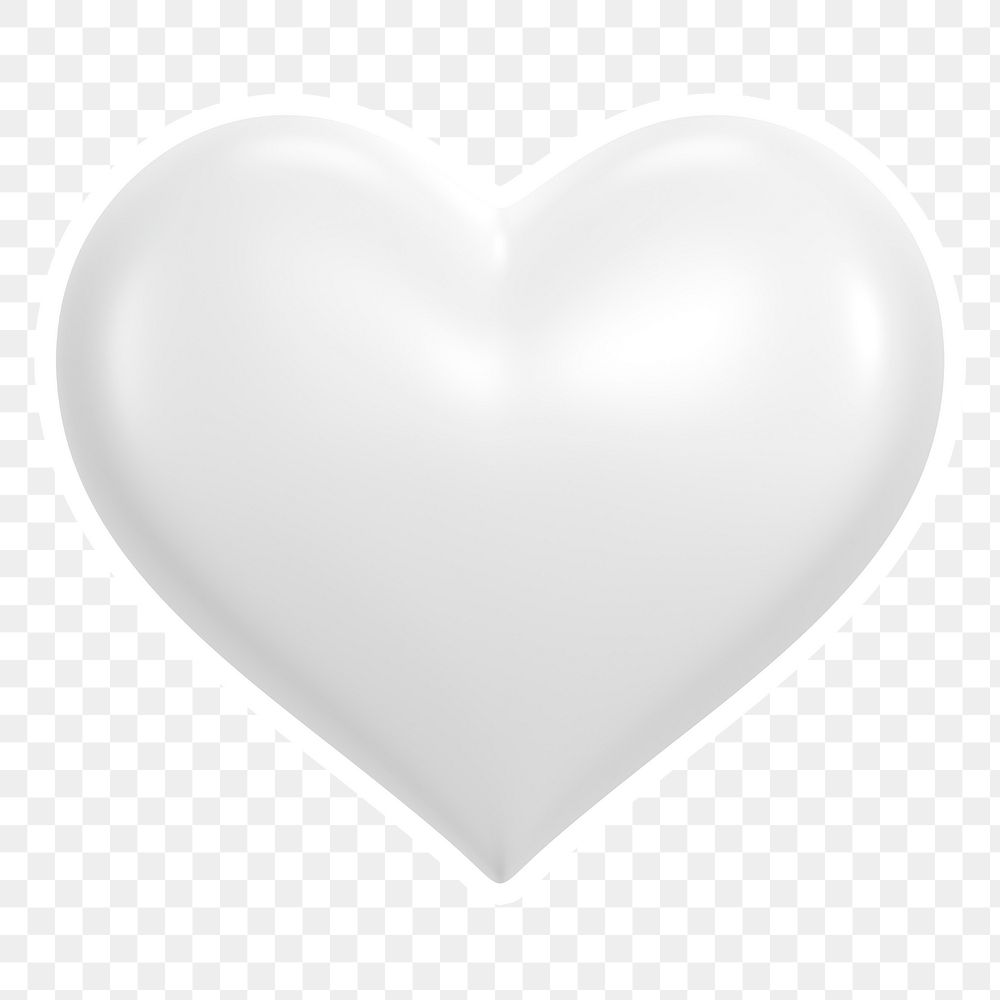 White heart, love png icon sticker, transparent background
