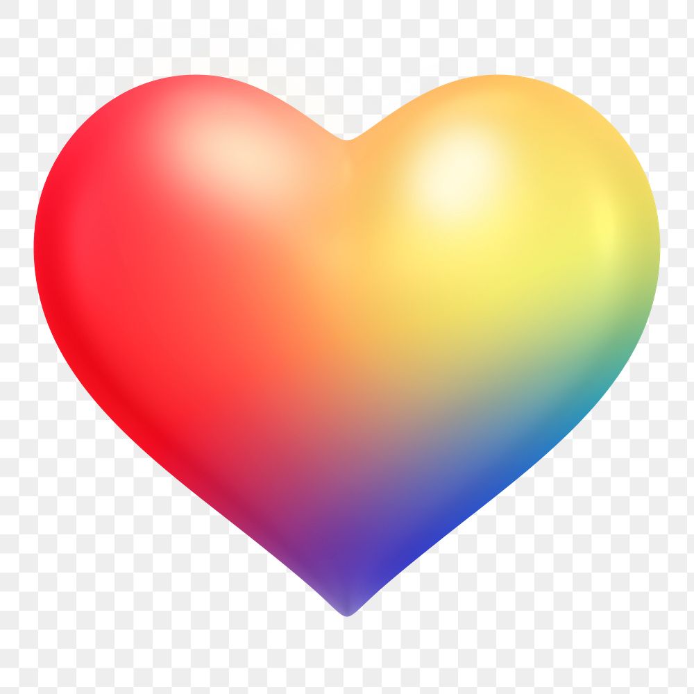 LGTBQ heart, love png icon sticker, 3D rendering, transparent background