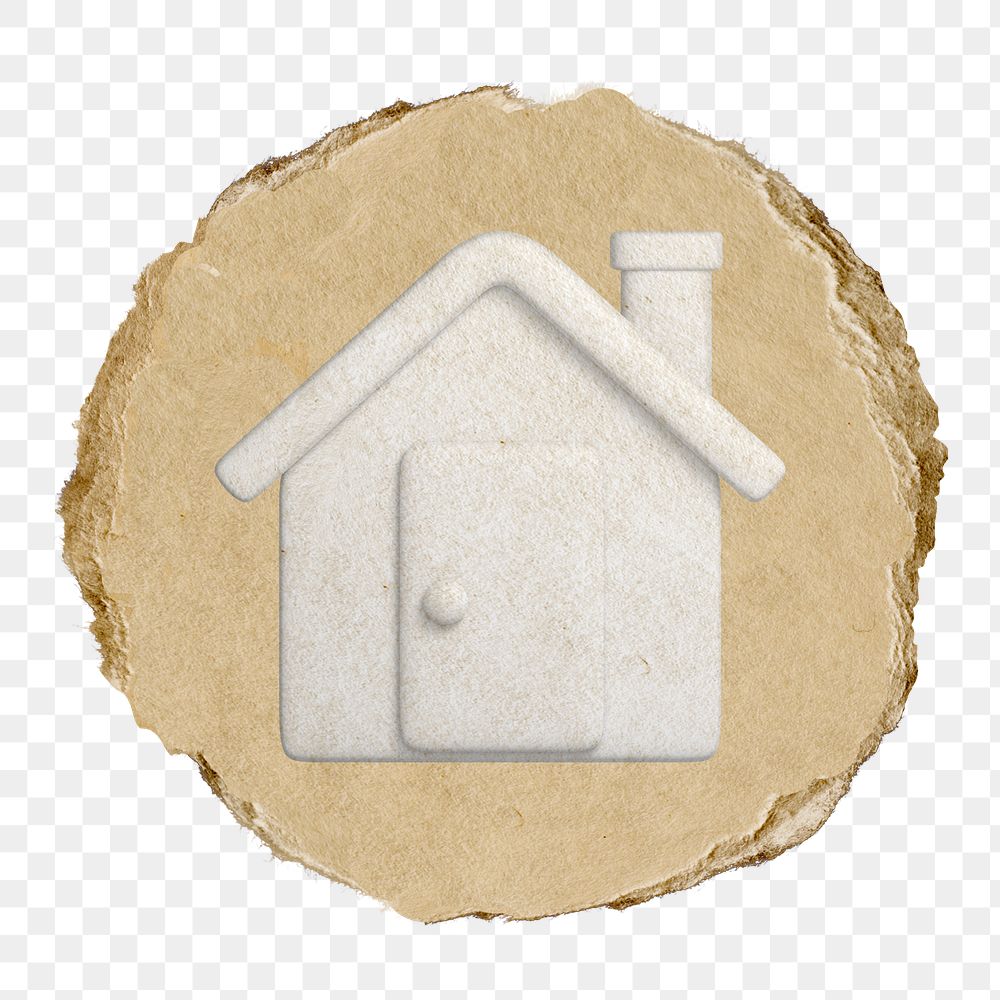 House, home png icon sticker, ripped paper badge, transparent background