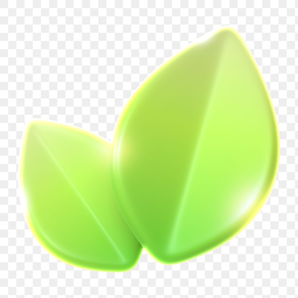 Leaf, environment png icon sticker, 3D rendering, transparent background