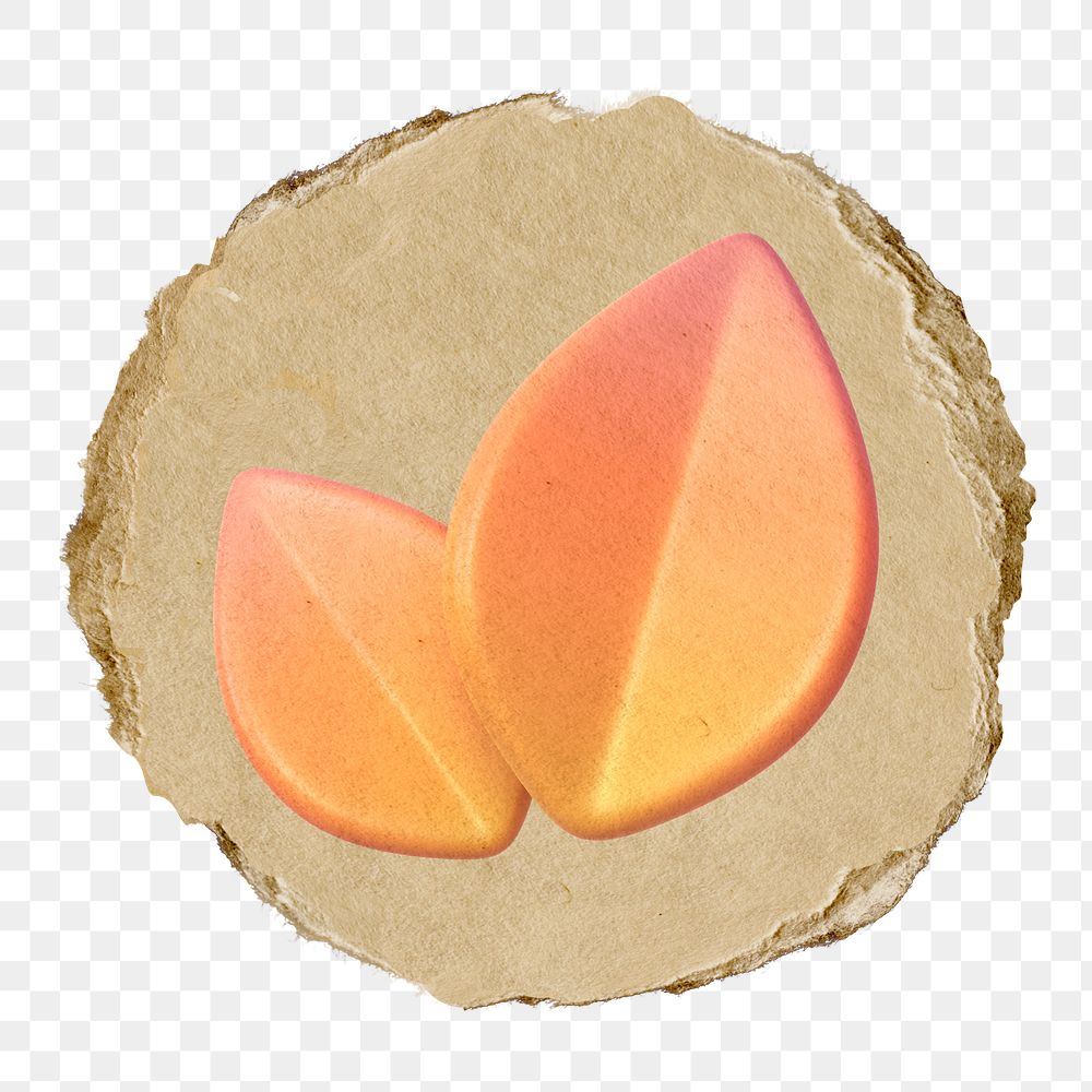 Leaf, environment png icon sticker, ripped paper badge, transparent background