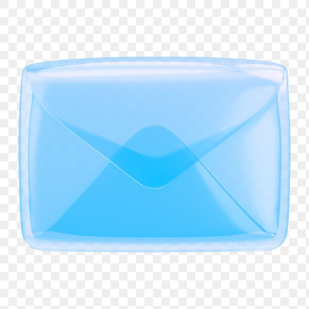 Transparent envelope, email png icon sticker, 3D rendering