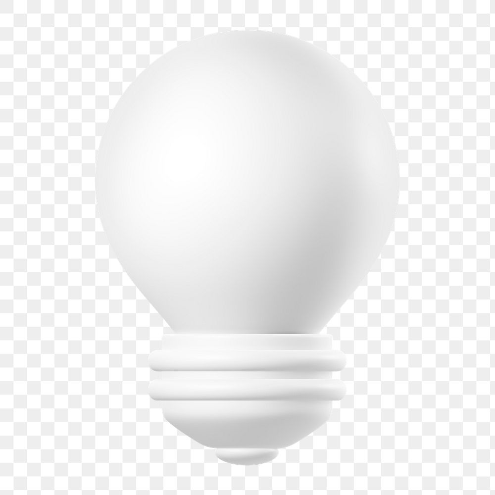 Light bulb png icon sticker, 3D rendering, transparent background