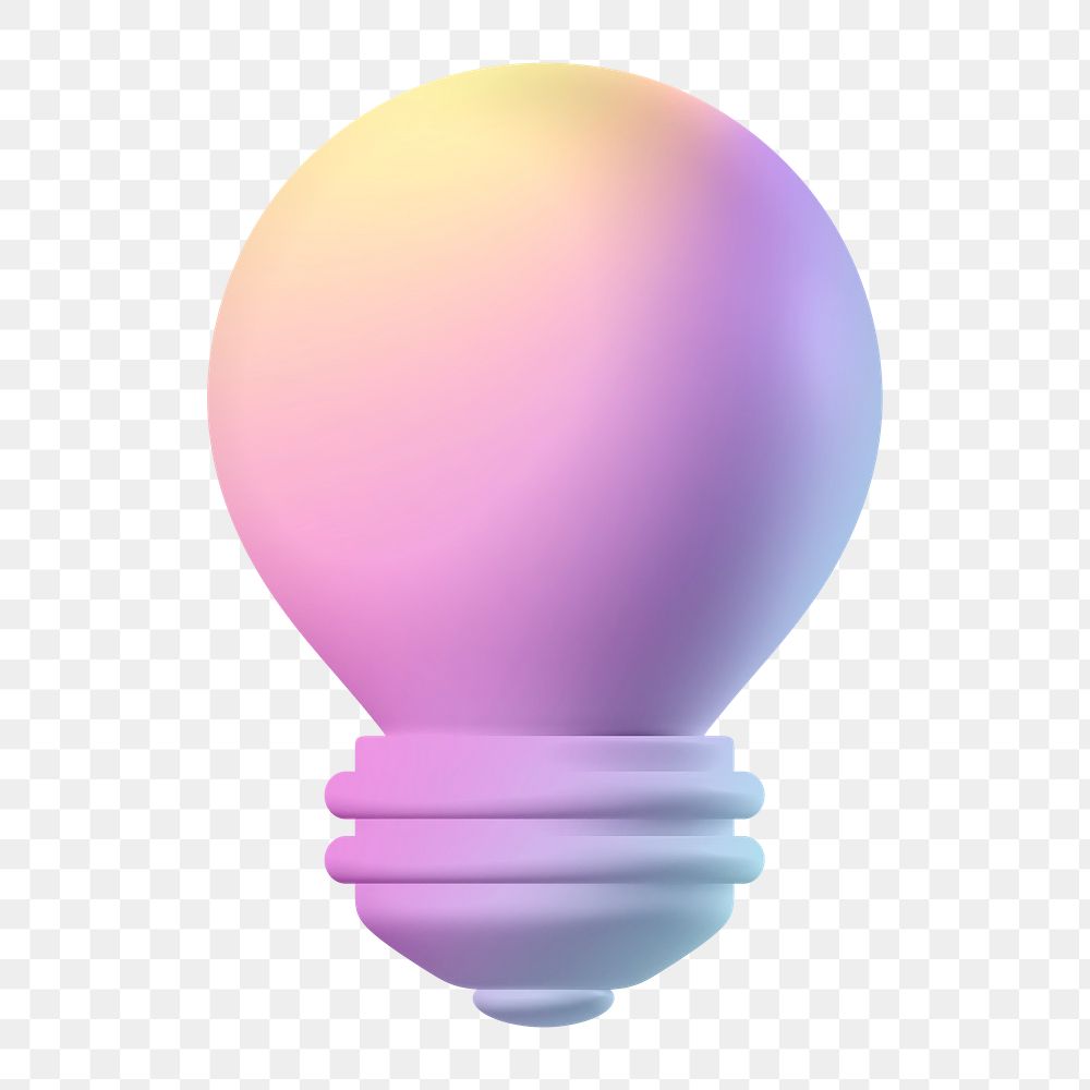 Light bulb png, colorful icon sticker, 3D rendering, transparent background