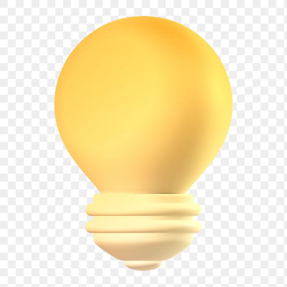 Light bulb png icon sticker, 3D rendering, transparent background