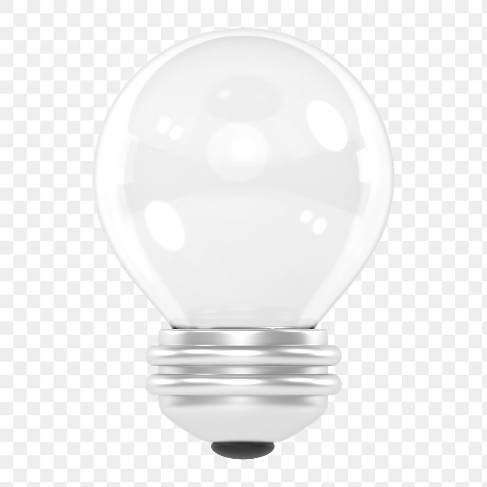 Light bulb png icon sticker, 3D rendering, transparent background