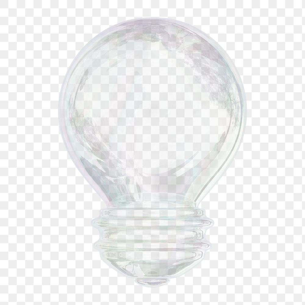 Transparent light bulb png icon sticker, 3D rendering
