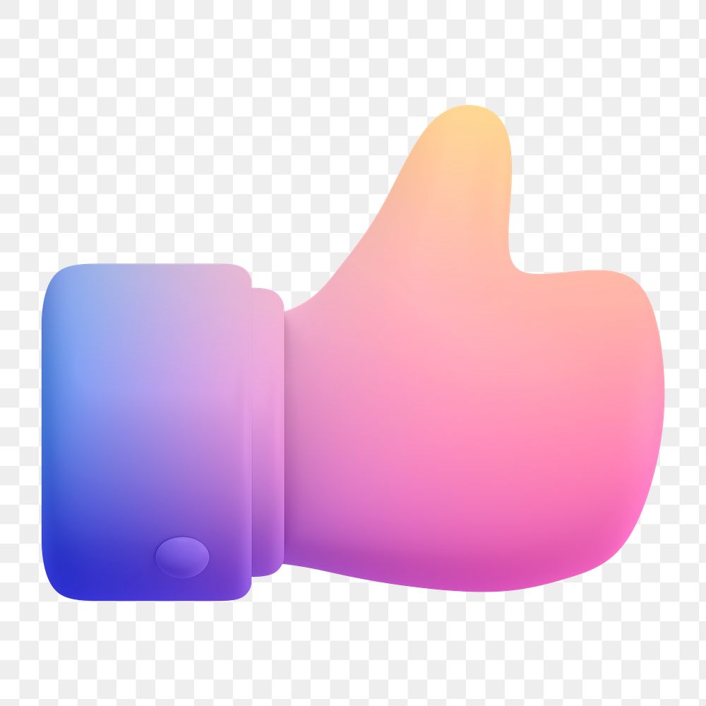 Thumbs up png icon sticker, 3D rendering, transparent background