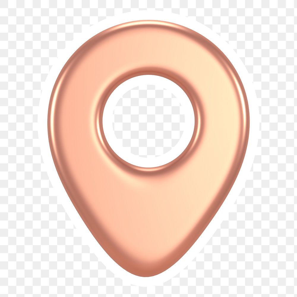 Location pin png, rose gold icon sticker, transparent background