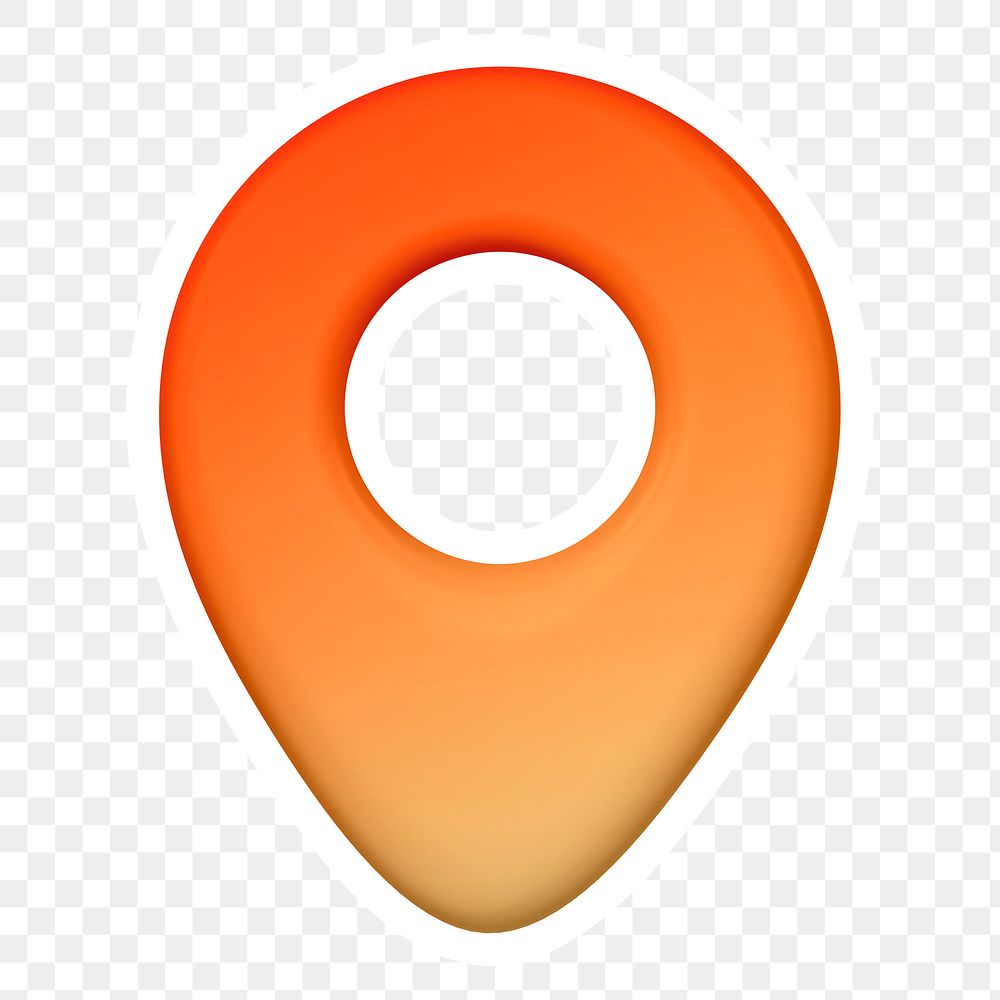 Location pin png, orange icon sticker, transparent background