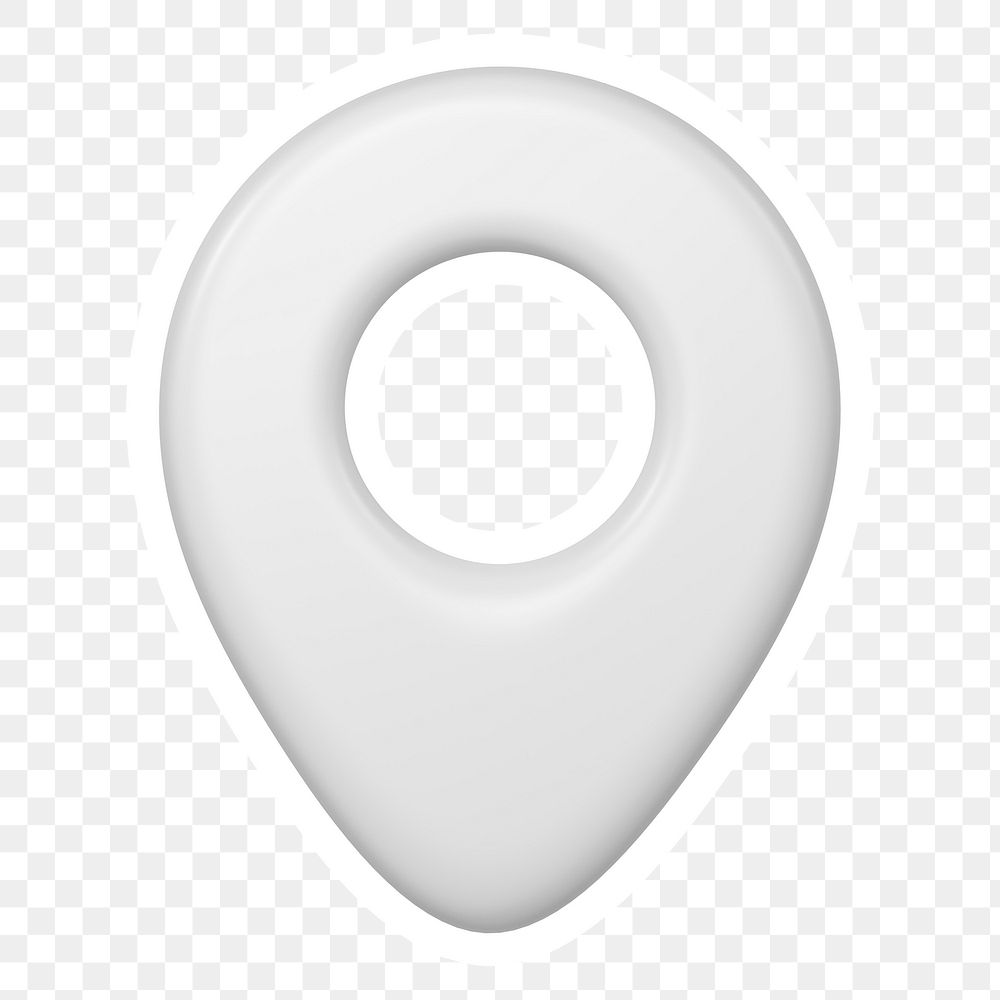 Location pin png, white icon sticker, transparent background