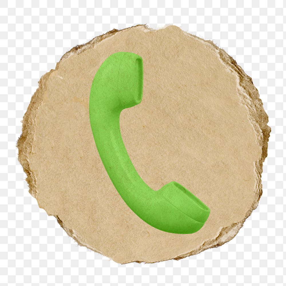 Telephone, contact png icon sticker, ripped paper badge, transparent background