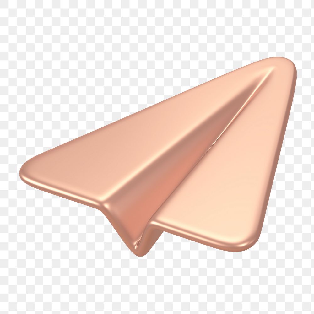 Paper plane png icon sticker, 3D rendering, transparent background