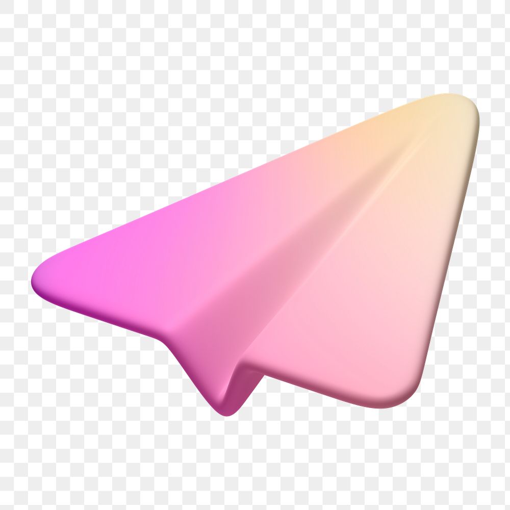 Paper plane png, pink icon sticker, 3D rendering, transparent background