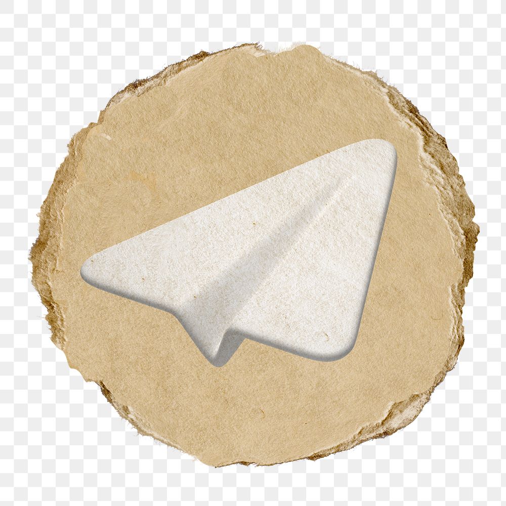 Paper plane png icon sticker, ripped paper badge, transparent background