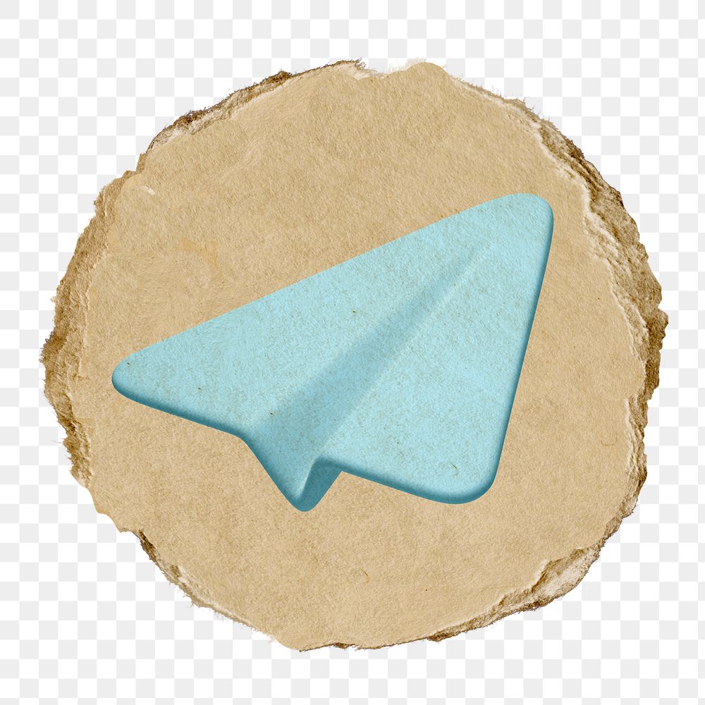 Paper plane png icon sticker, ripped paper badge, transparent background