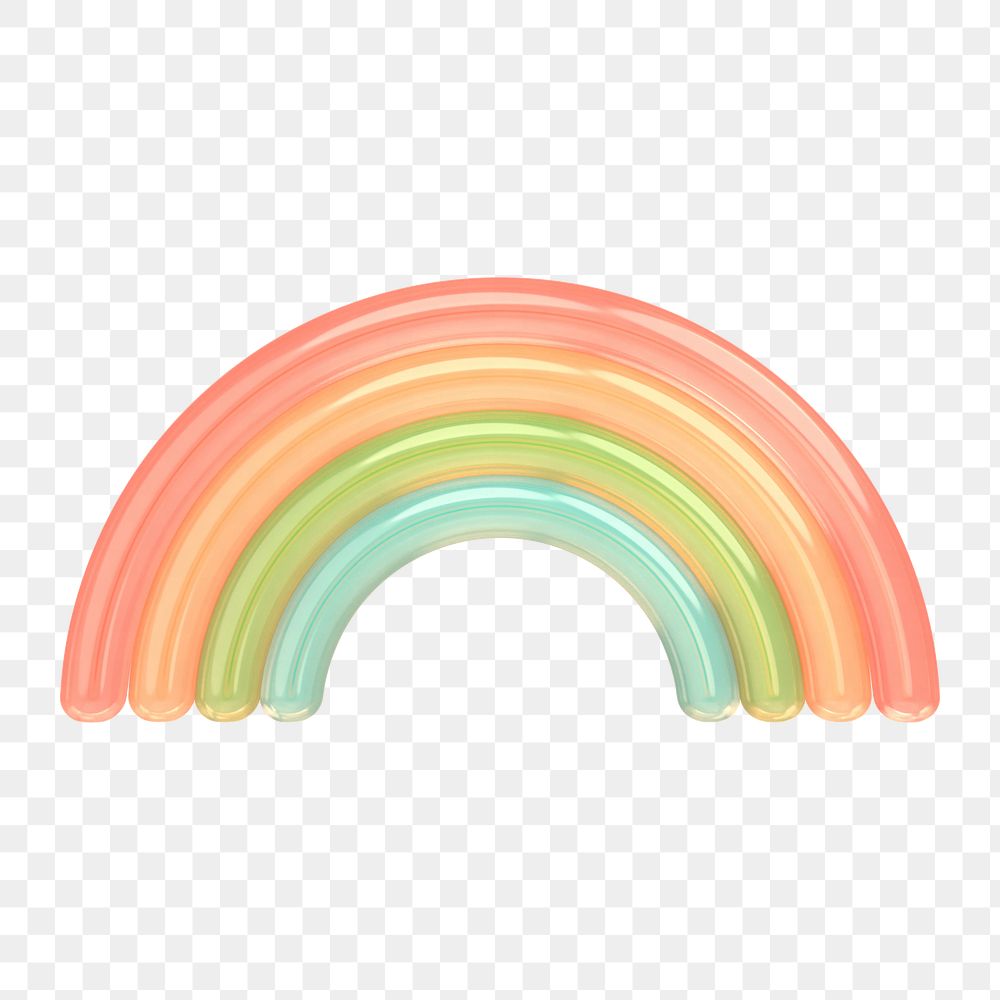 Rainbow png icon sticker, 3D rendering, transparent background