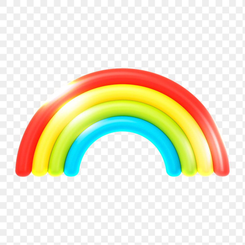 Rainbow png icon sticker, 3D rendering, transparent background