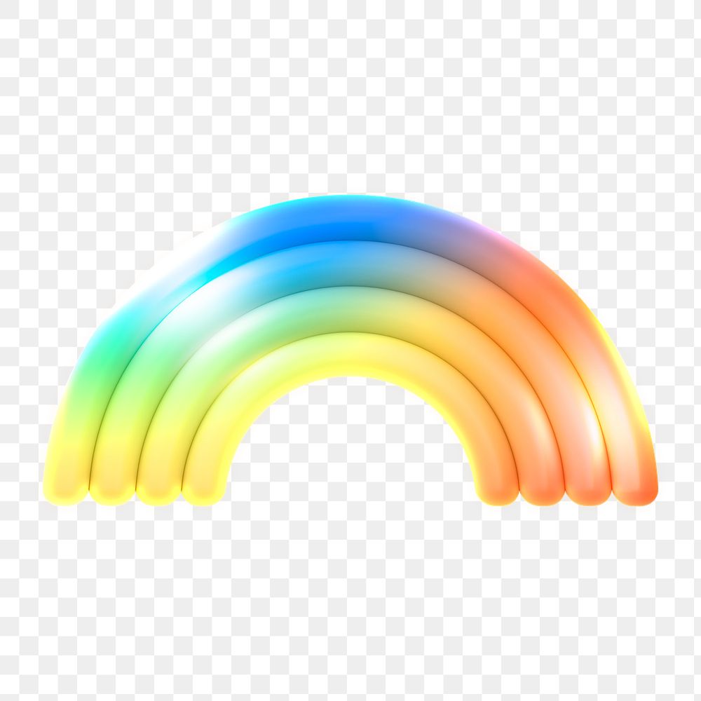 Rainbow png icon sticker, 3D rendering, transparent background