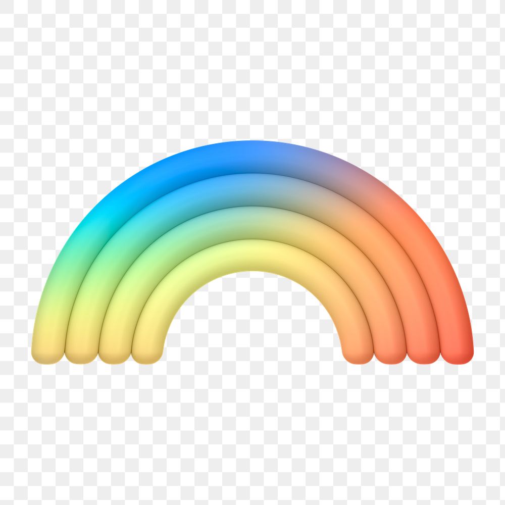 Rainbow png icon sticker, 3D rendering, transparent background