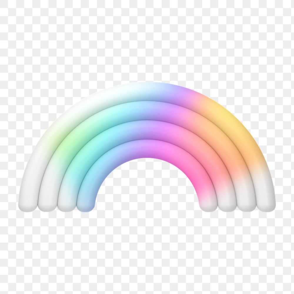 Rainbow png, colorful icon sticker, 3D rendering, transparent background