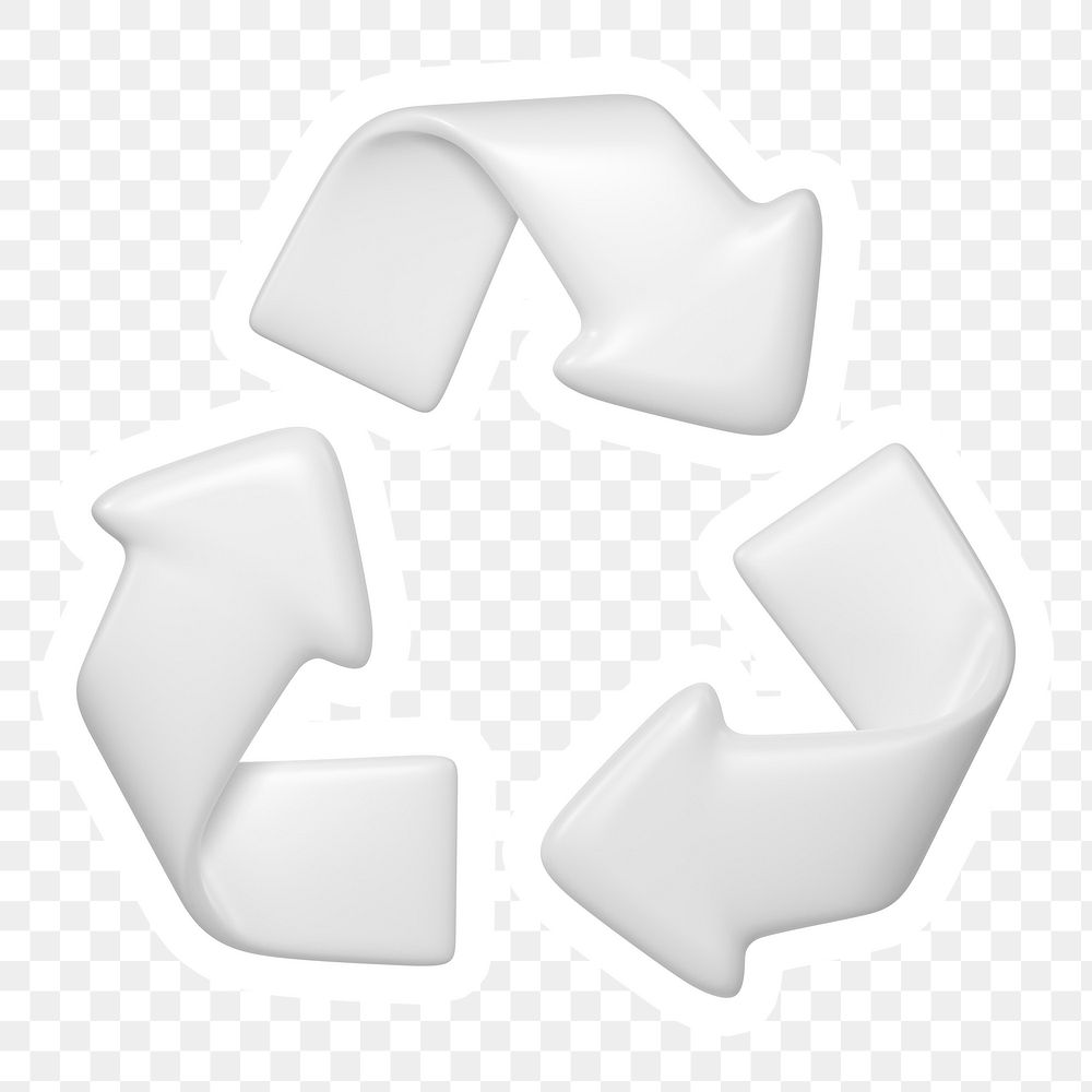 White recycle, environment png icon sticker, transparent background