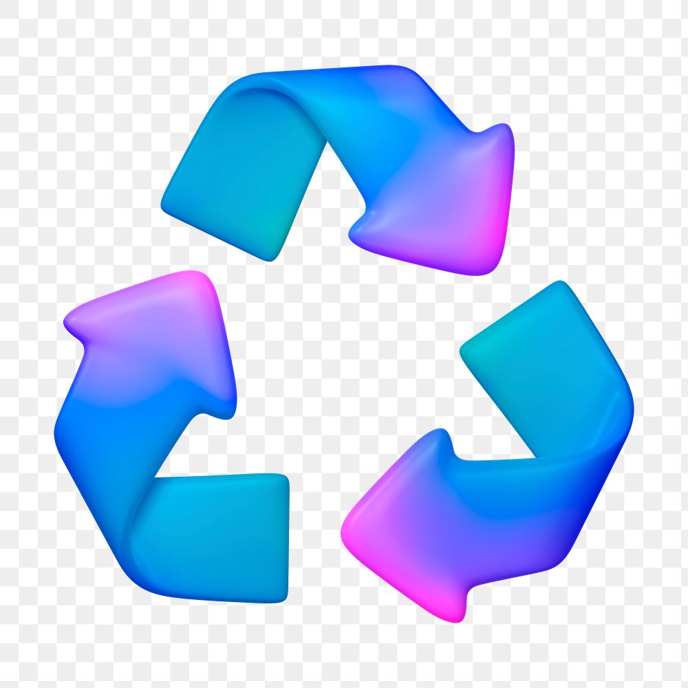 Recycle, environment png icon sticker, 3D rendering, transparent background