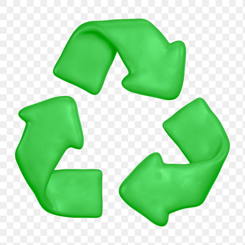 Green recycle, environment png icon sticker, 3D rendering, transparent background