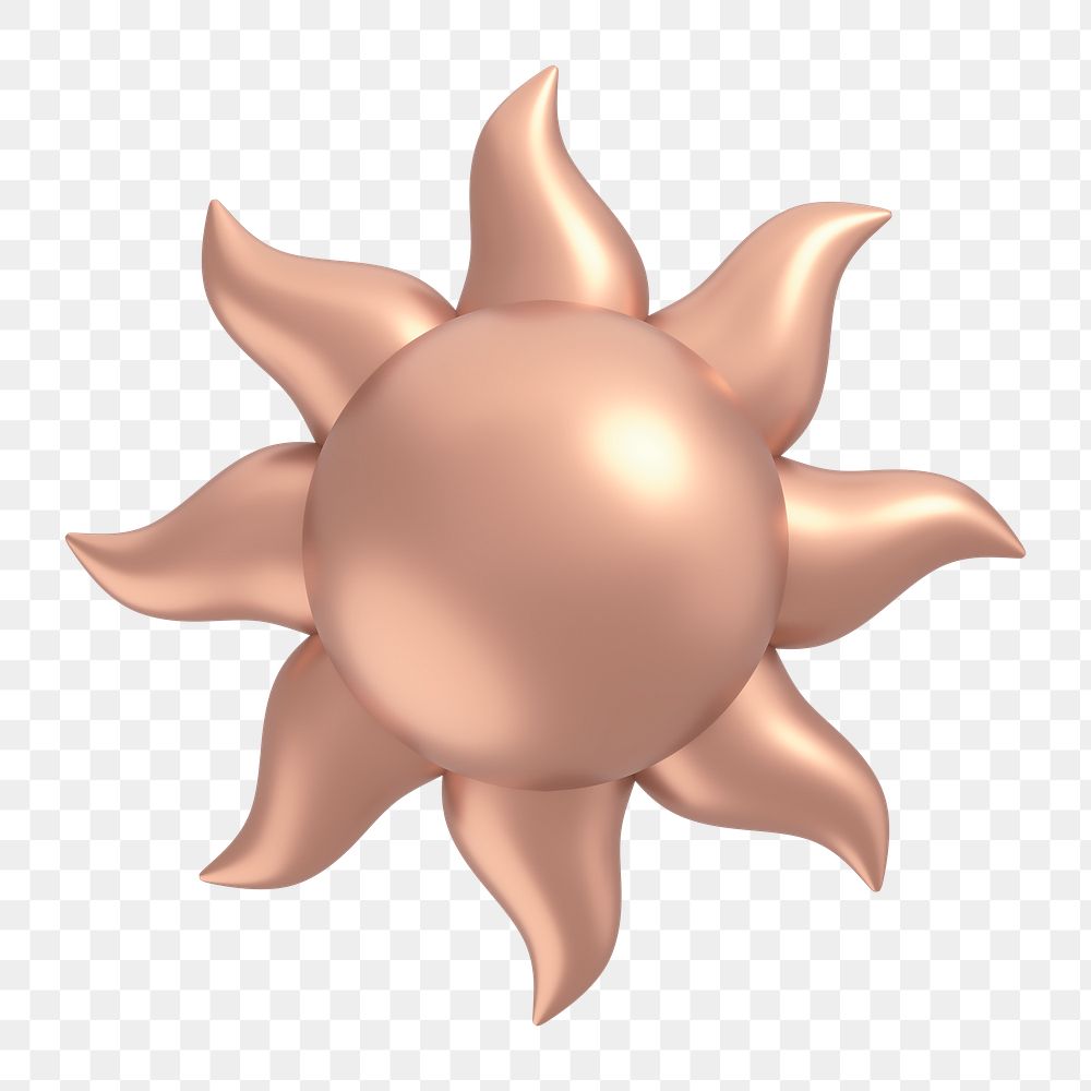 Pink sun png, weather icon sticker, 3D rendering, transparent background