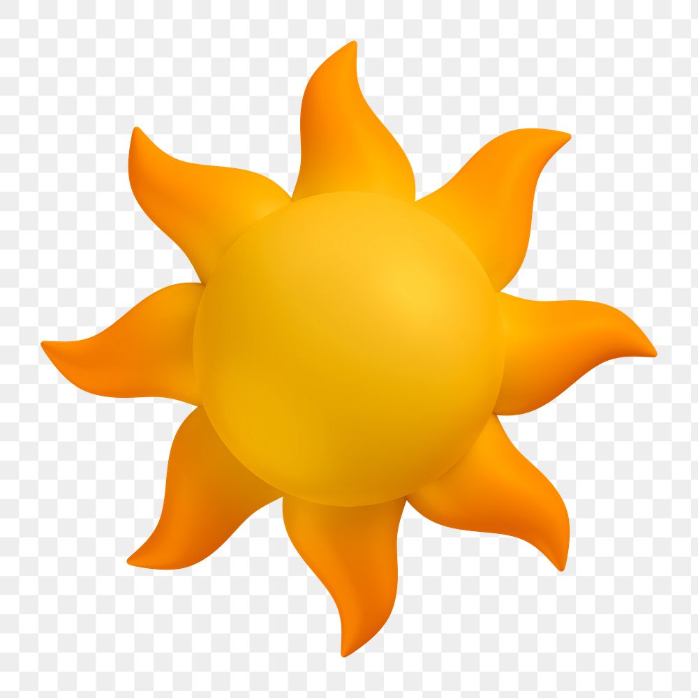 Sun, weather png icon sticker, 3D rendering, transparent background