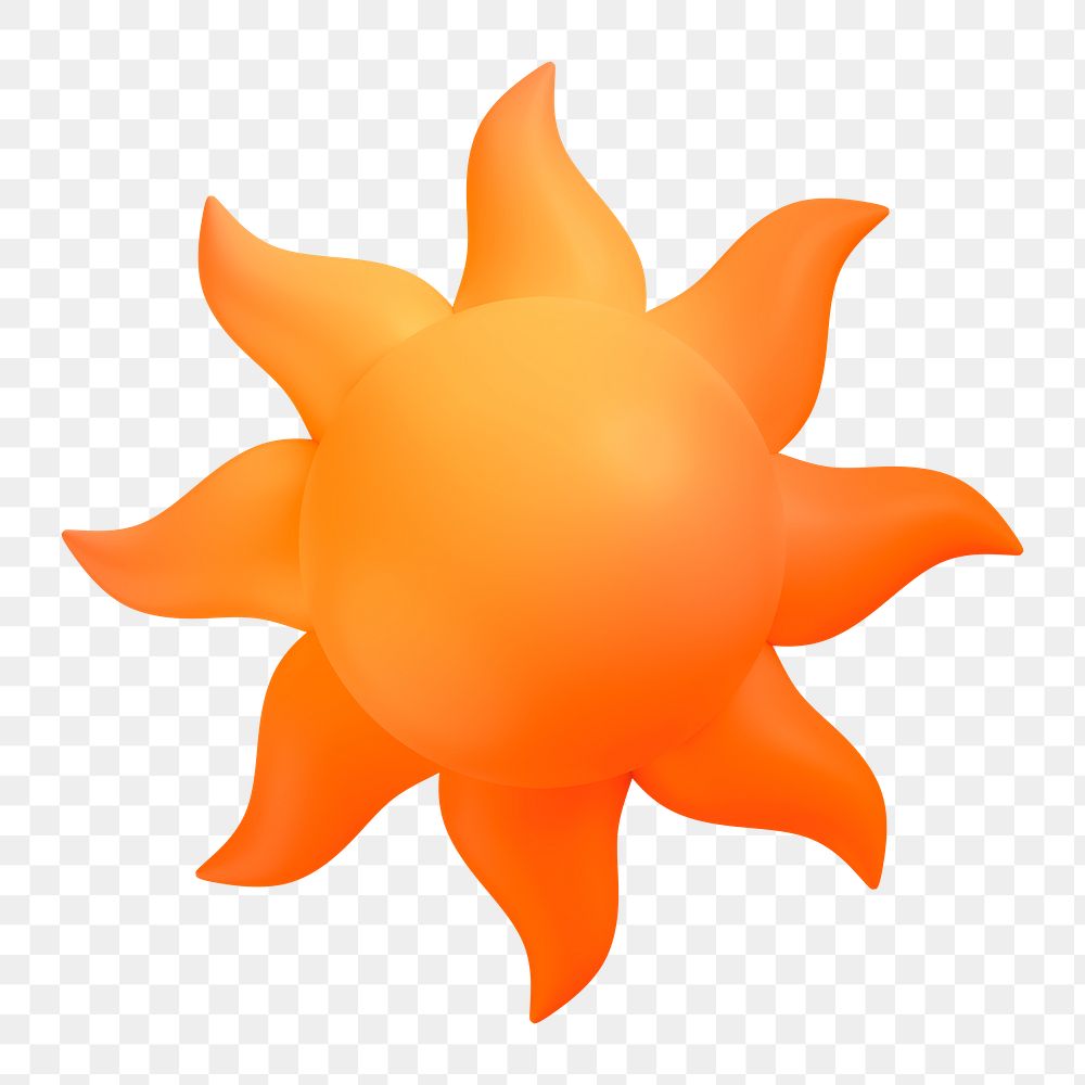 Sun, weather png icon sticker, 3D rendering, transparent background