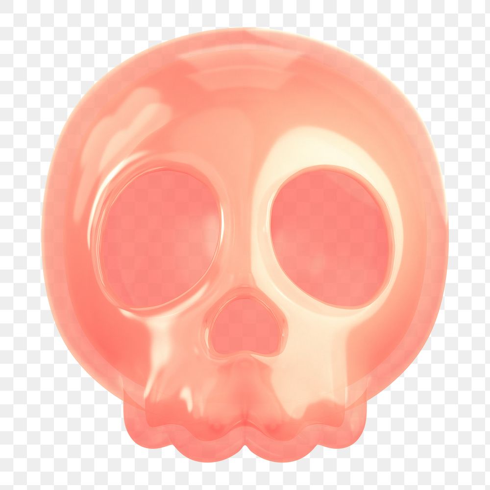 Human skull png icon sticker, 3D rendering, transparent background