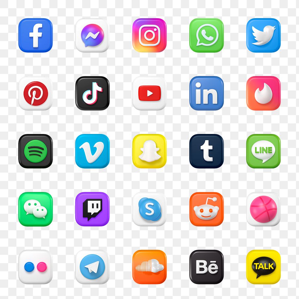 Popular social media icons png set in 3D design with Facebook, Instagram, Twitter, TikTok, YouTube etc. 25 MAY 2022 -…