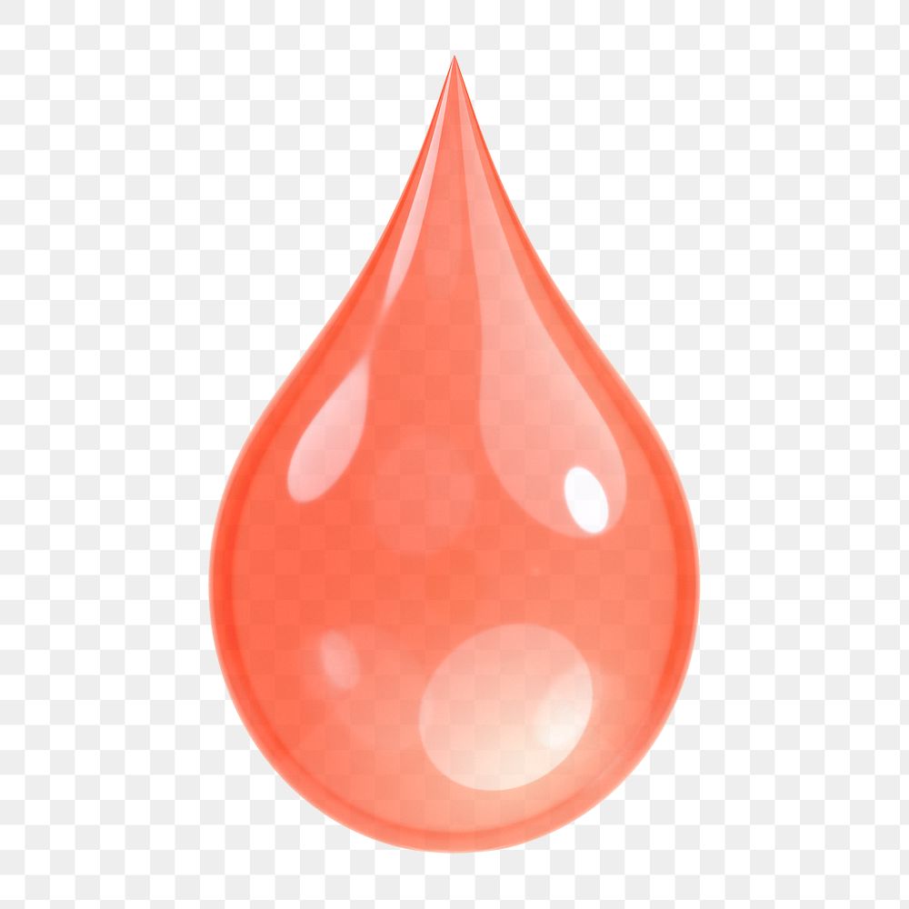 Blood drop, health png icon sticker, 3D rendering, transparent background