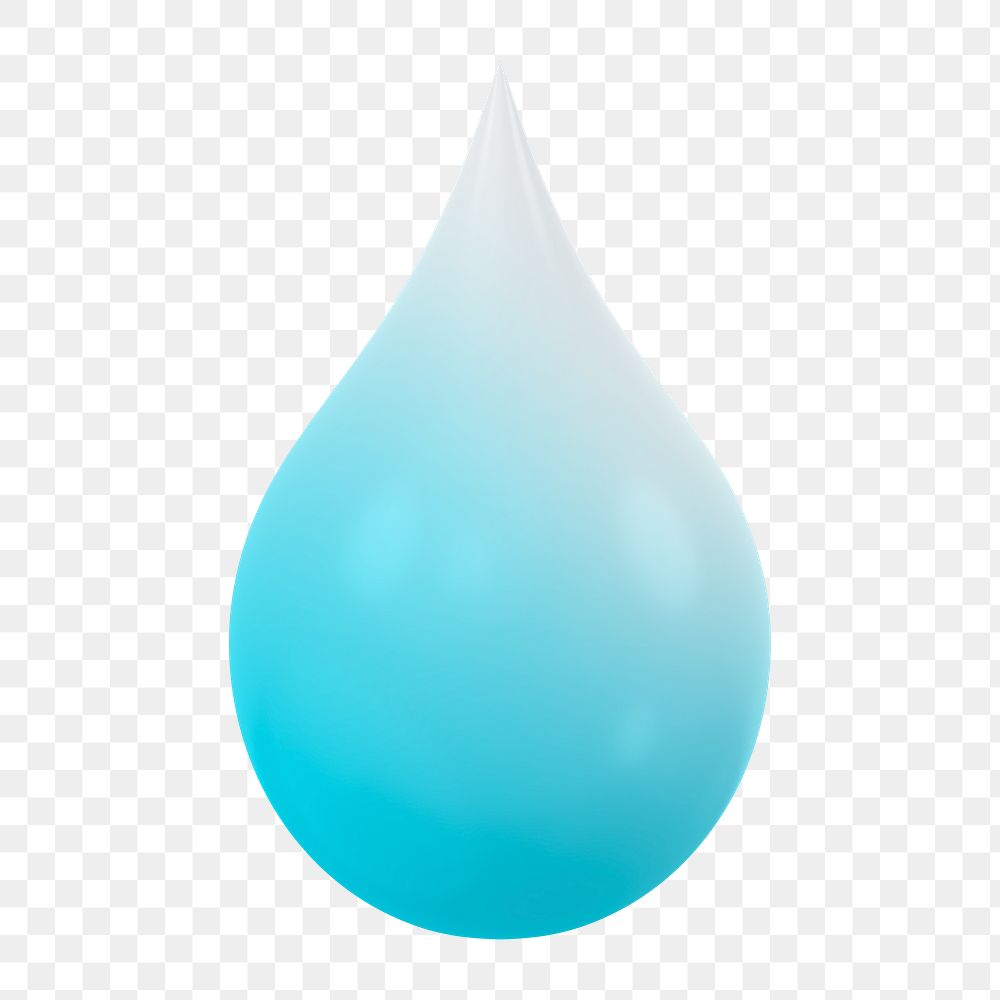 Water drop, environment png icon sticker, 3D rendering, transparent background