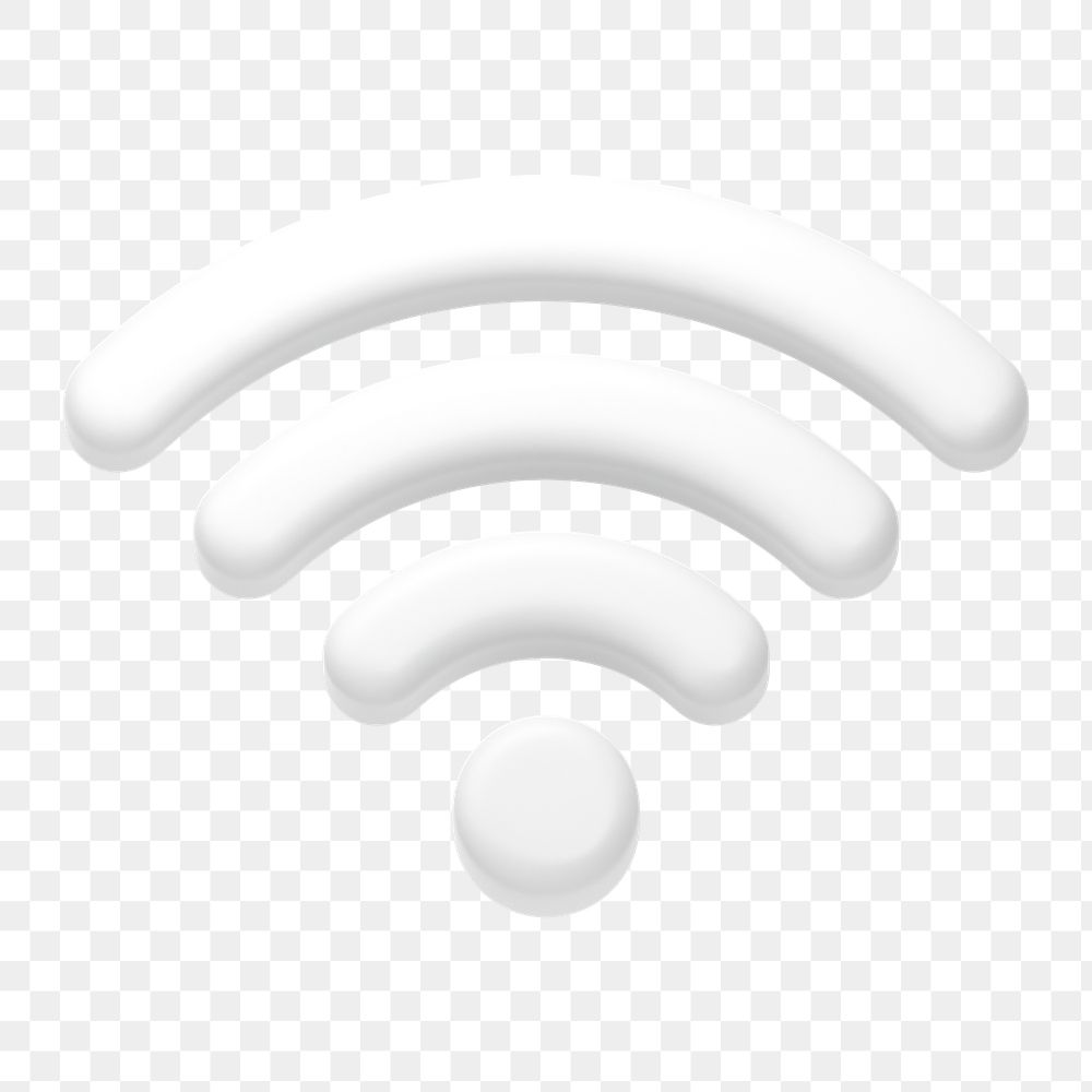 Wifi network png icon sticker, 3D rendering, transparent background