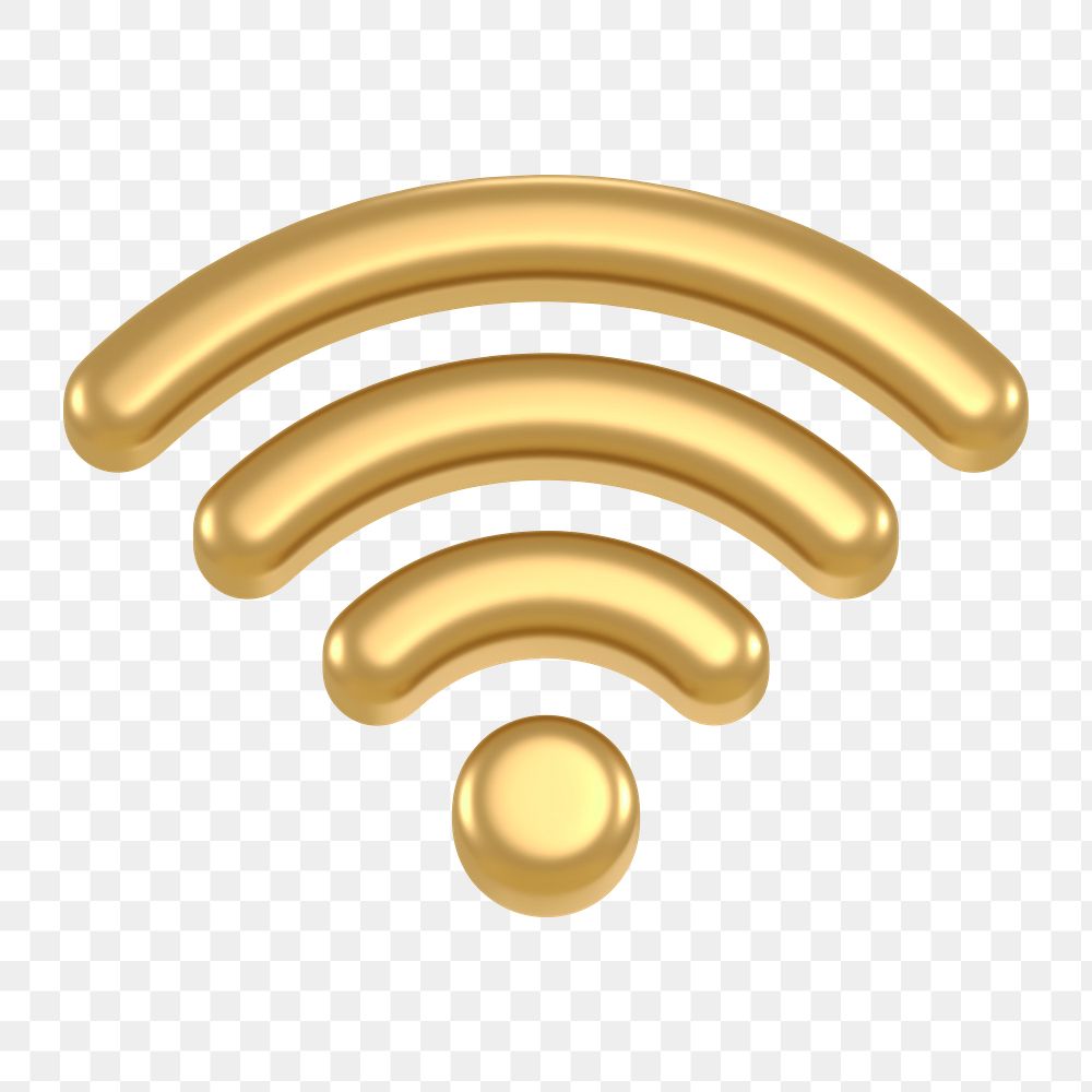 Wifi network png icon sticker, 3D rendering, transparent background