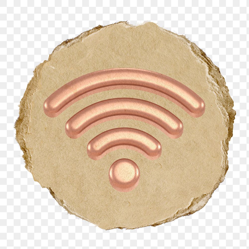 Wifi network png icon sticker, ripped paper badge, transparent background